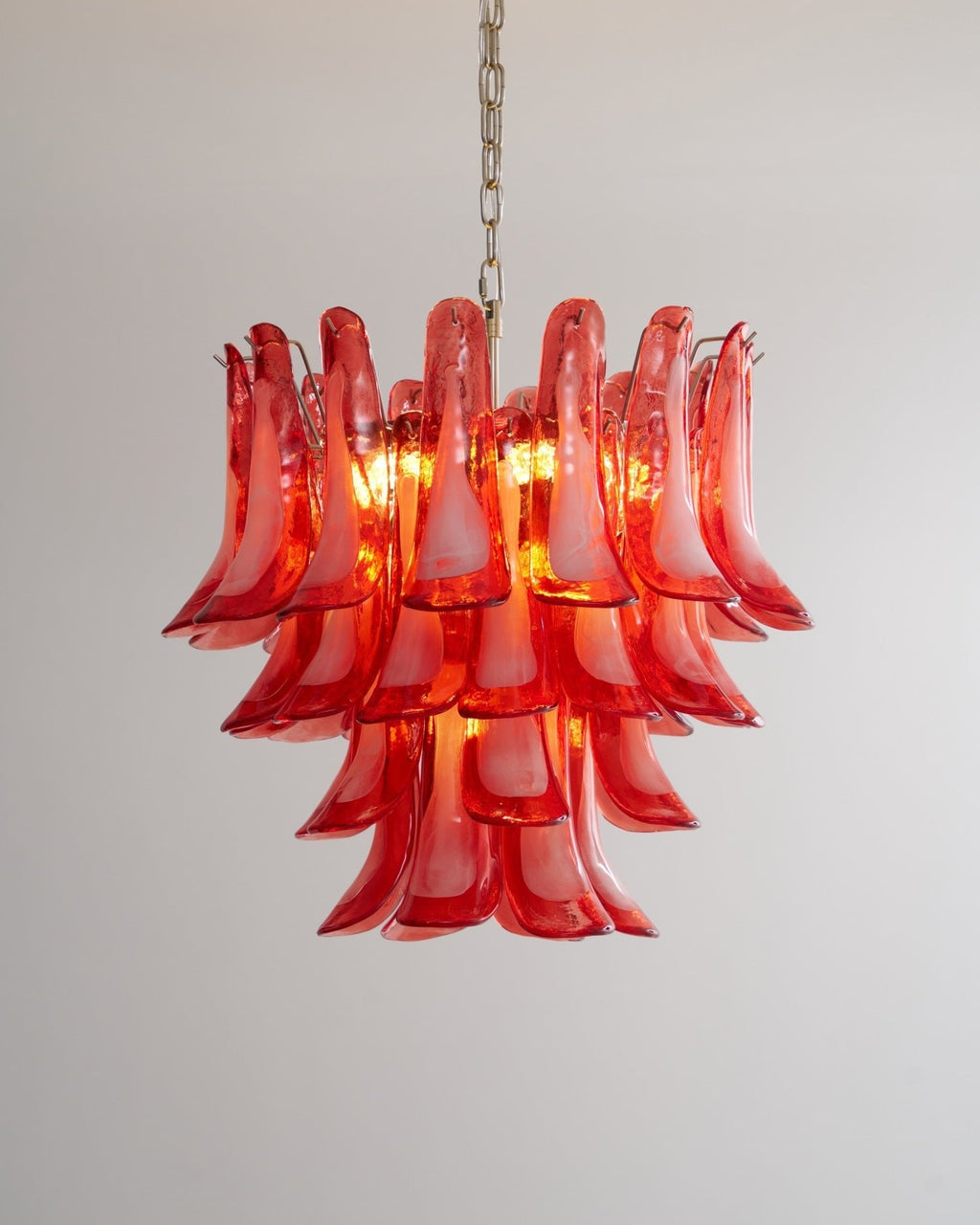 Crimson Glass Murano Petals Chandelier