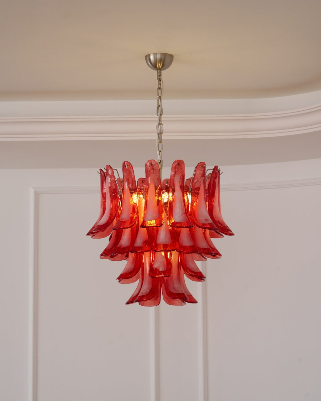 Crimson Glass Murano Petals Chandelier