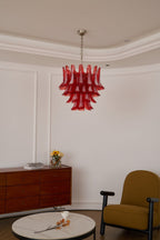 Crimson Glass Murano Petals Chandelier