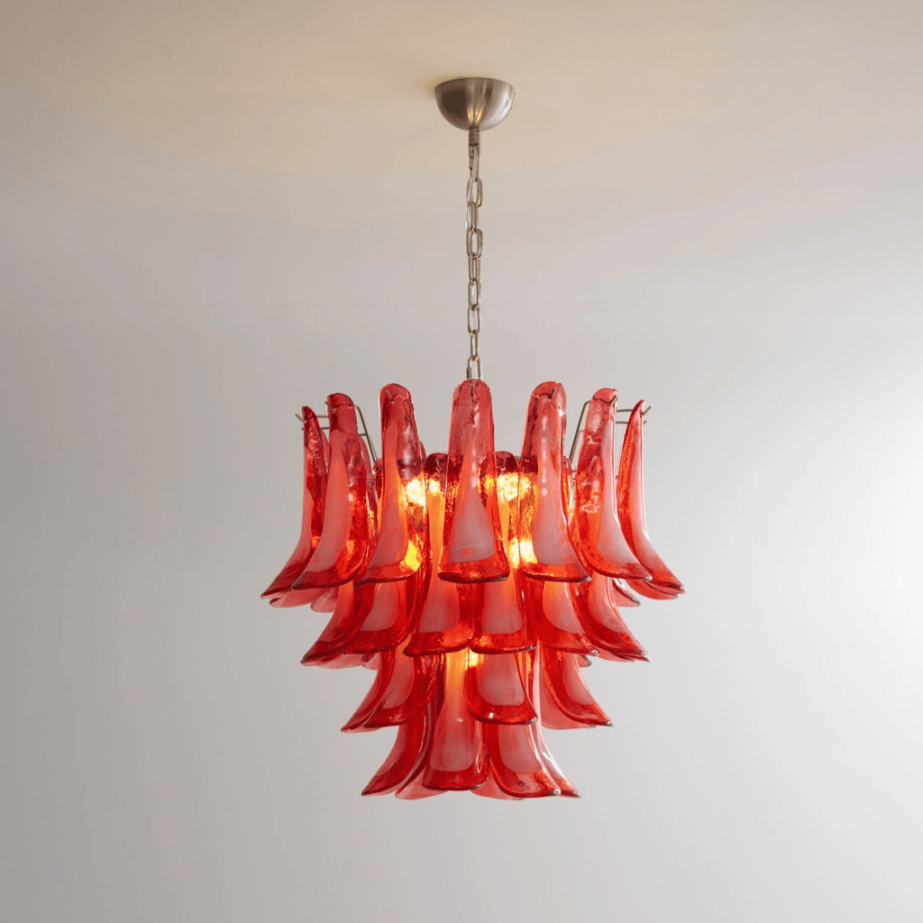Crimson Glass Murano Petals Chandelier