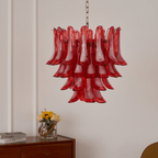 Crimson Glass Murano Petals Chandelier