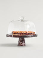 Crimson Marquina Marble Pedestal Tray