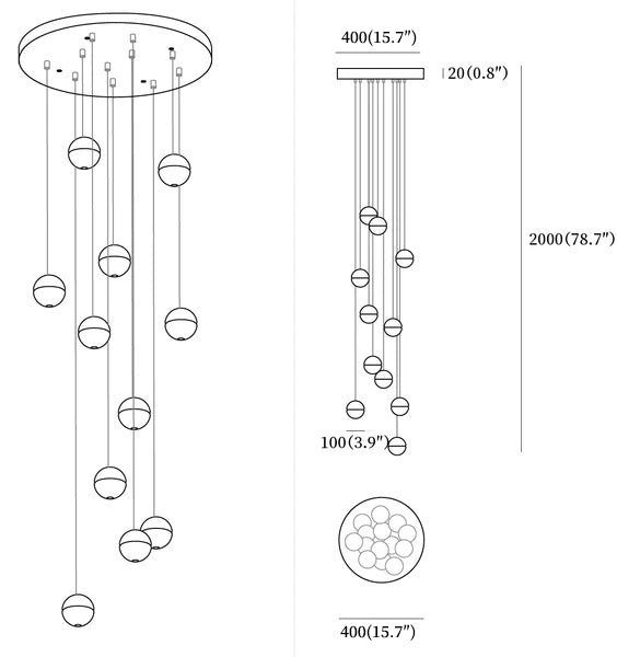 Crystal Bubbles Balls Pendant Lamp