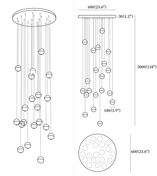 Crystal Bubbles Balls Pendant Lamp