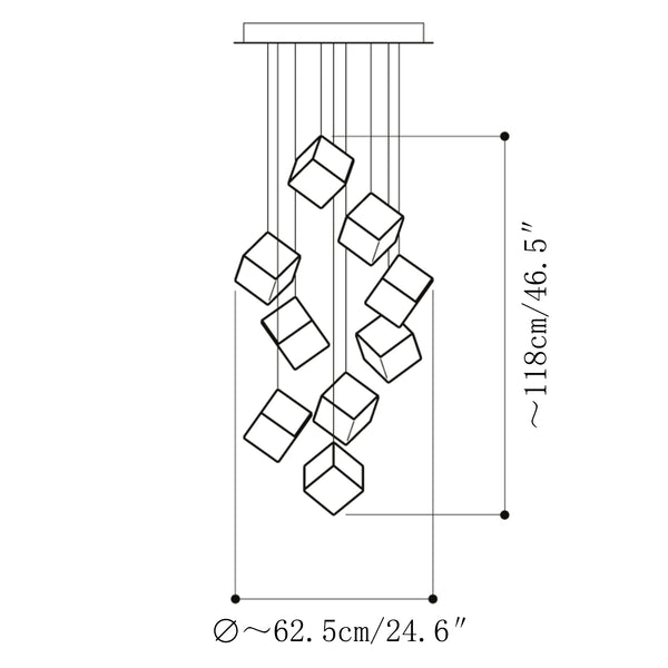 Cubic Luster Cascade Chandelier