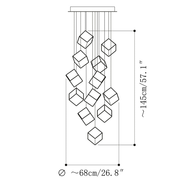 Cubic Luster Cascade Chandelier