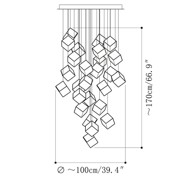 Cubic Luster Cascade Chandelier