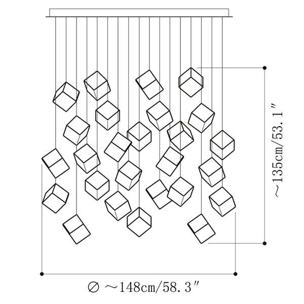 Cubic Luster Cascade Chandelier