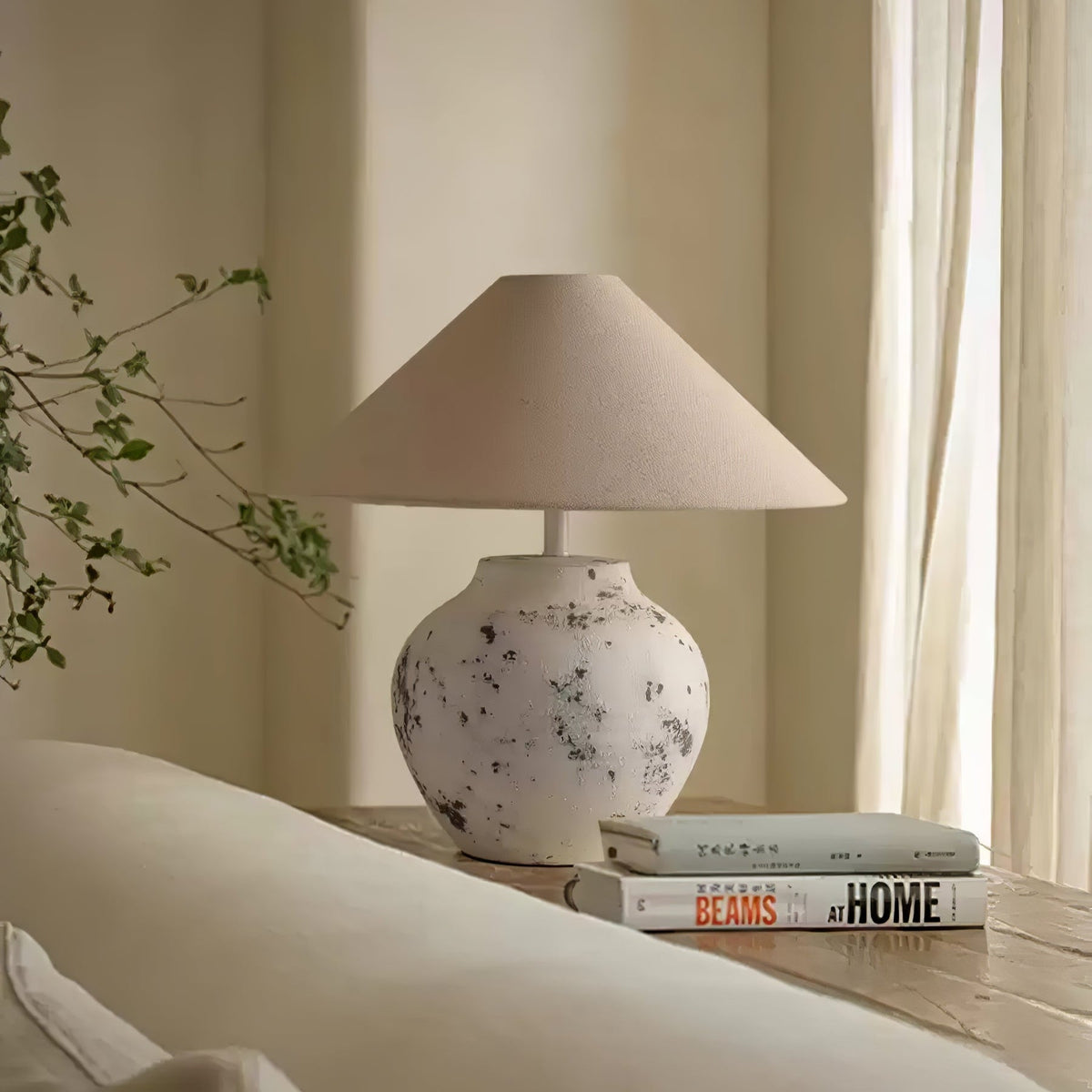 Distressed White Ceramic Table Lamp