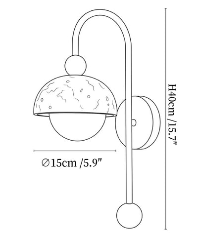 Dome Globe Travertine Arc Sconce