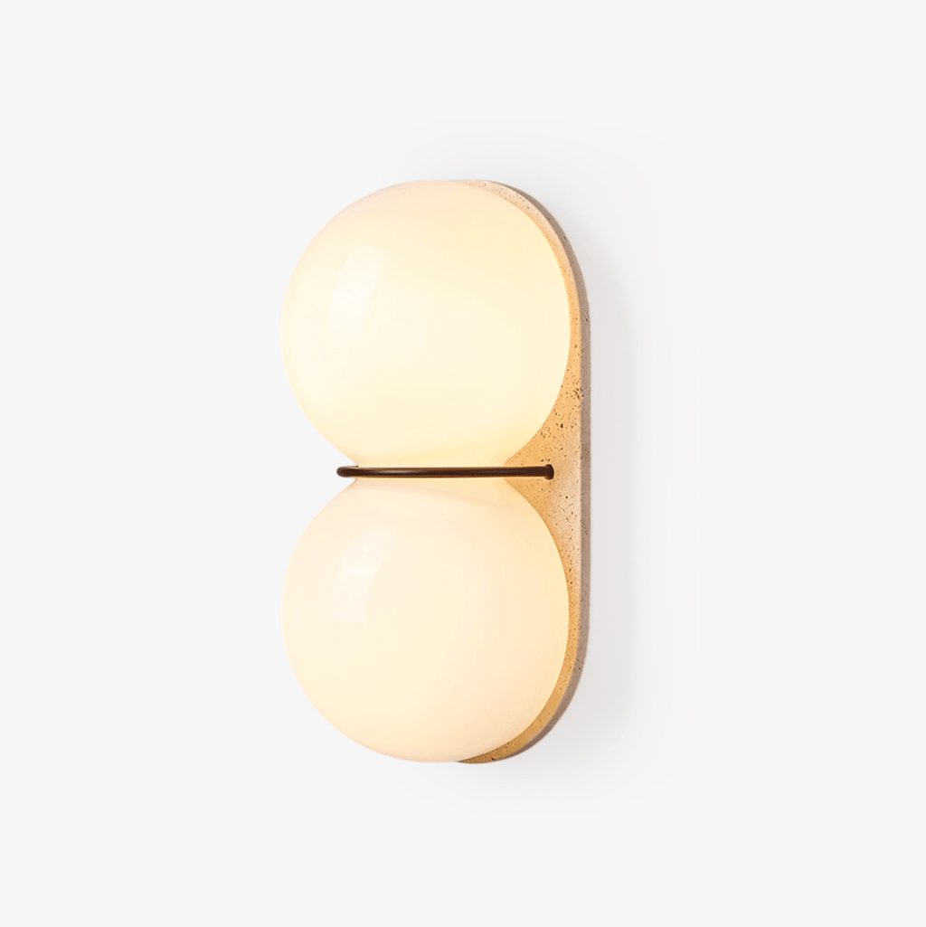 Double Globe Travertine Wall Sconce