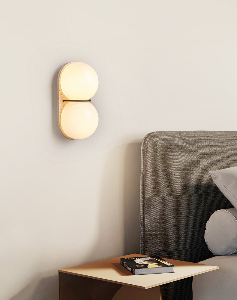 Double Globe Travertine Wall Sconce