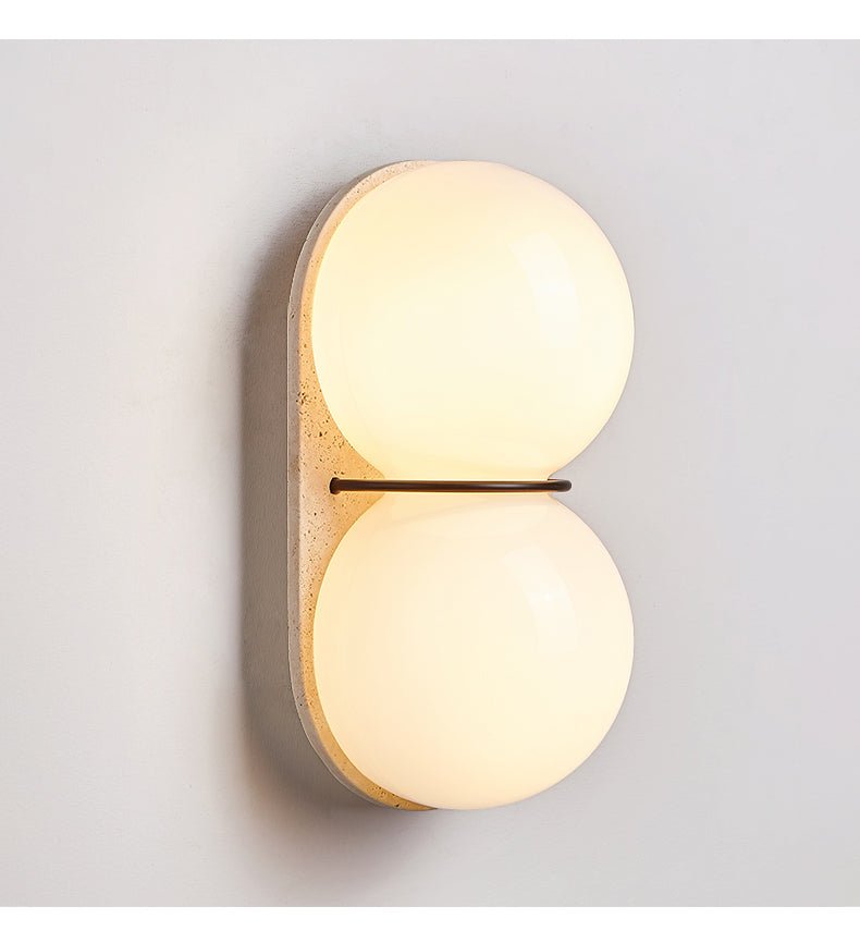 Double Globe Travertine Wall Sconce