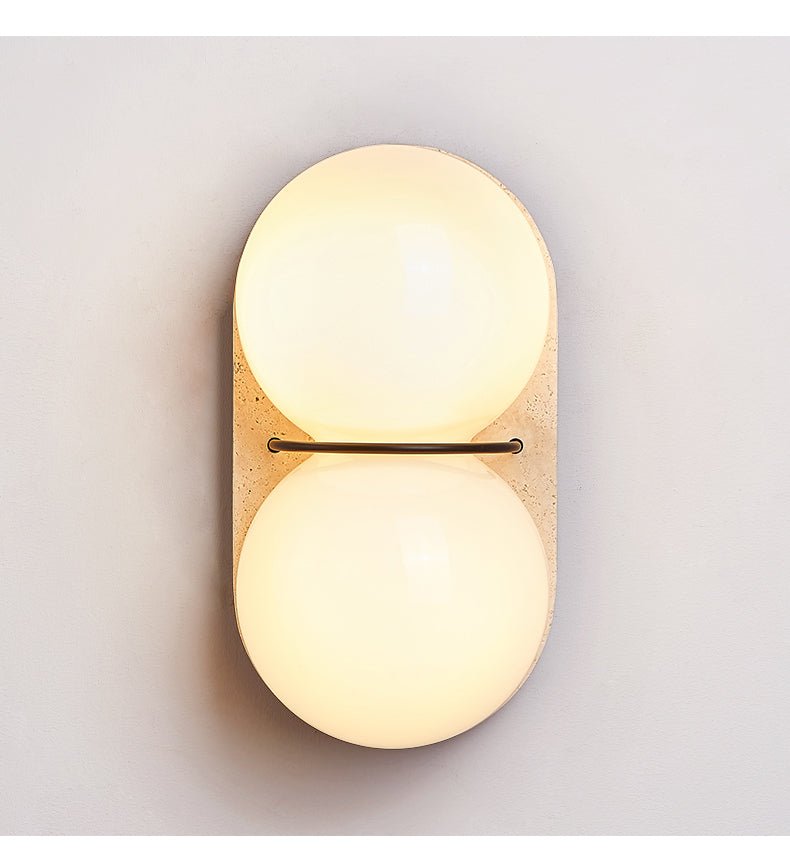 Double Globe Travertine Wall Sconce