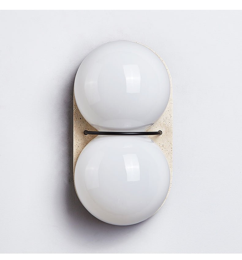 Double Globe Travertine Wall Sconce