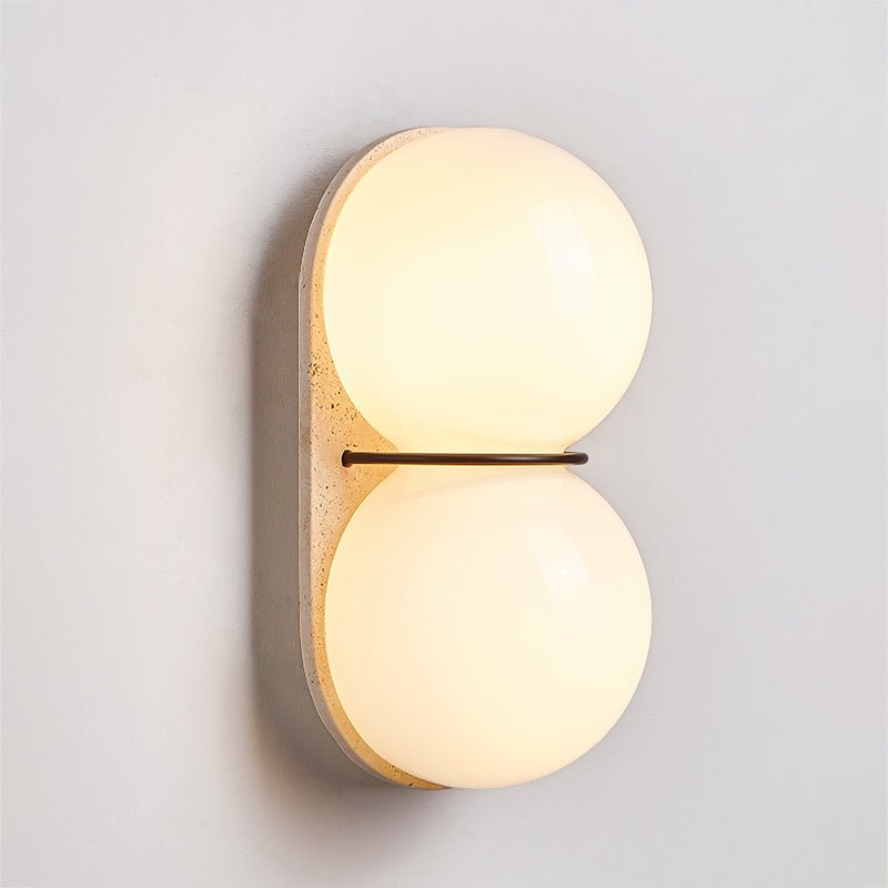Double Globe Travertine Wall Sconce