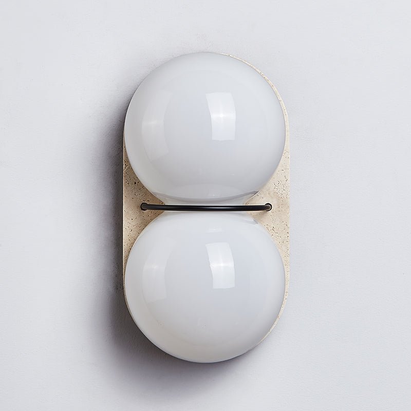 Double Globe Travertine Wall Sconce