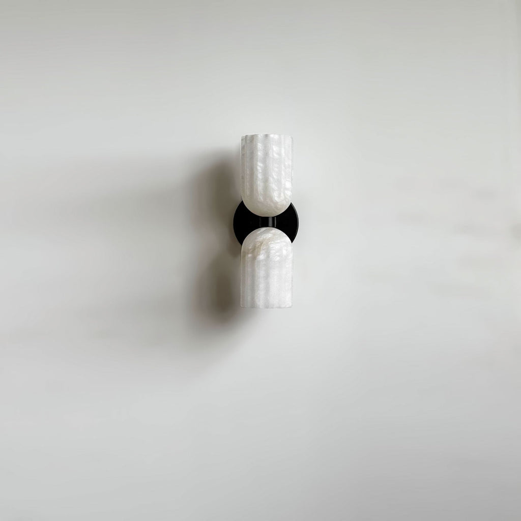 Dual Alabaster Ribbed Wall Sconce