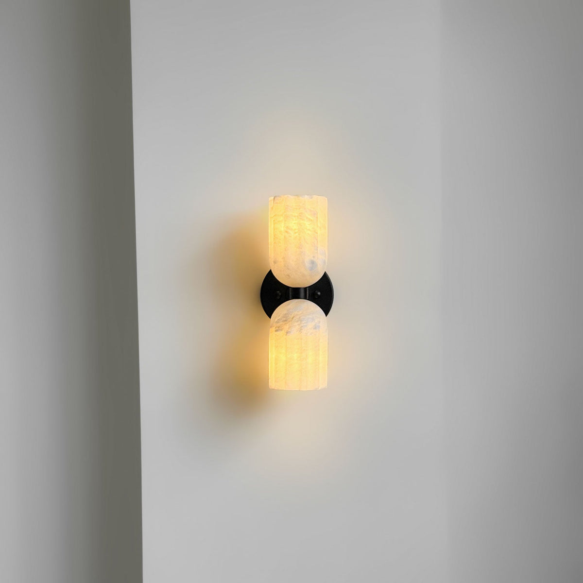 Dual Alabaster Ribbed Wall Sconce