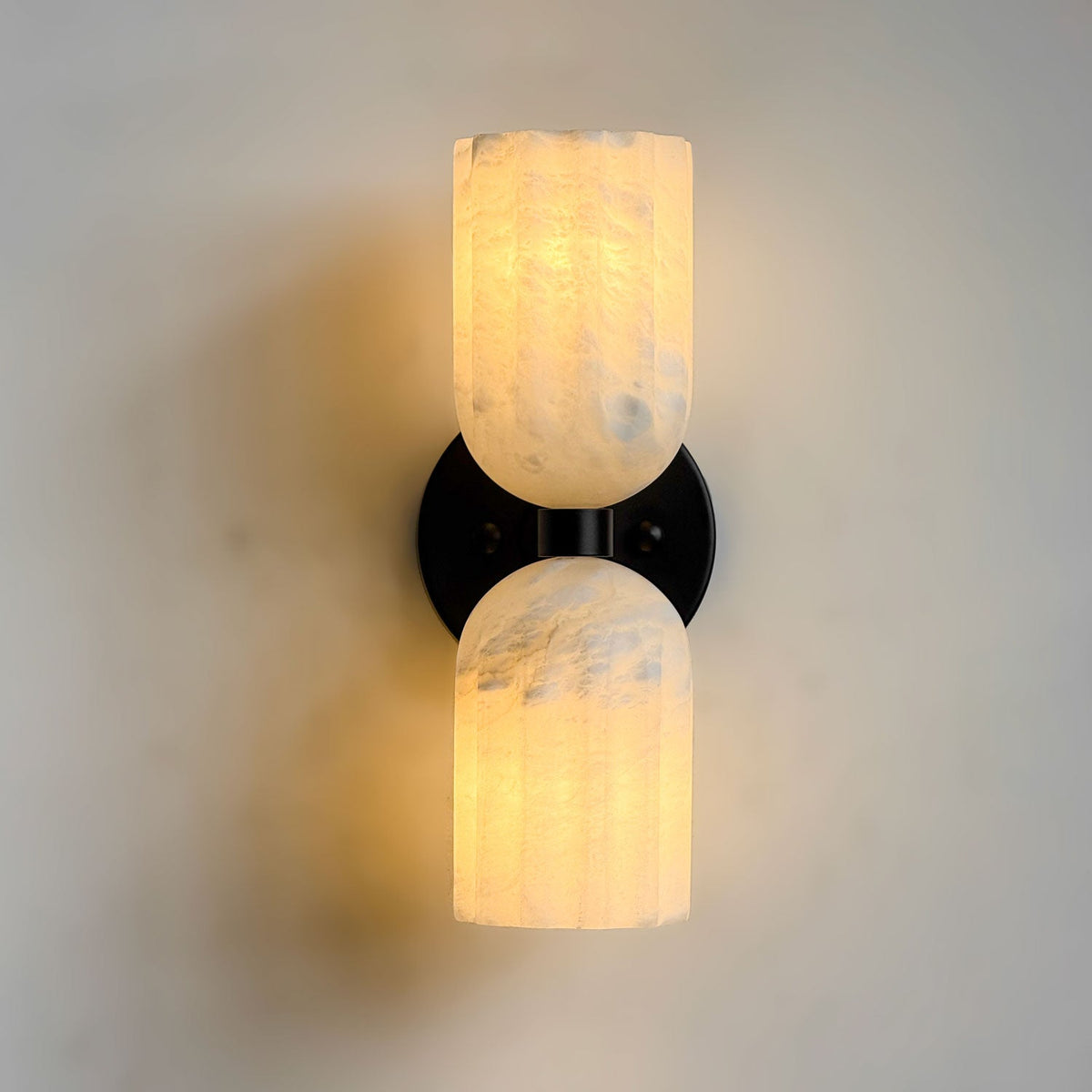 Dual Alabaster Ribbed Wall Sconce