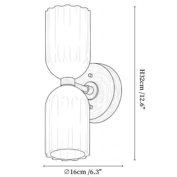 Dual Alabaster Ribbed Wall Sconce