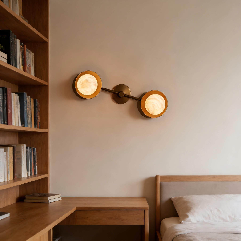 Dual Halo Alabaster Wall Light