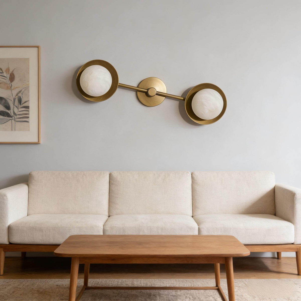 Dual Halo Alabaster Wall Light