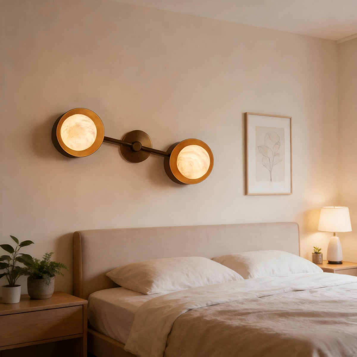 Dual Halo Alabaster Wall Light