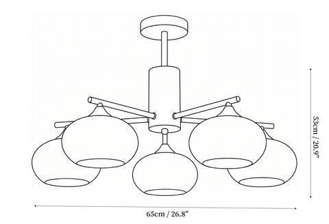Elliptical Persimmon Chandelier
