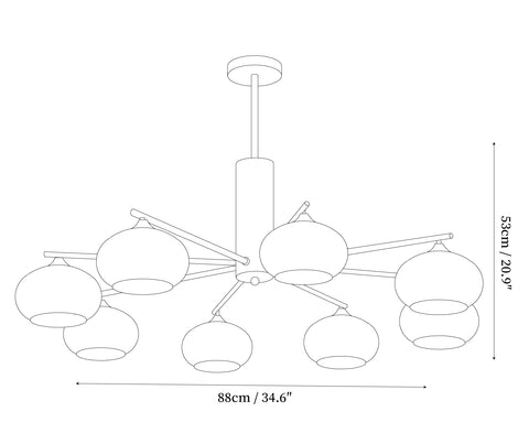 Elliptical Persimmon Chandelier