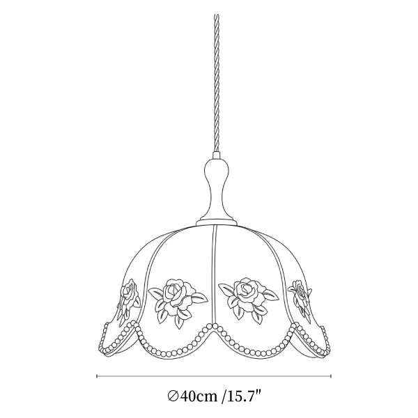 Embroidered Floral Fabric Pendant Light