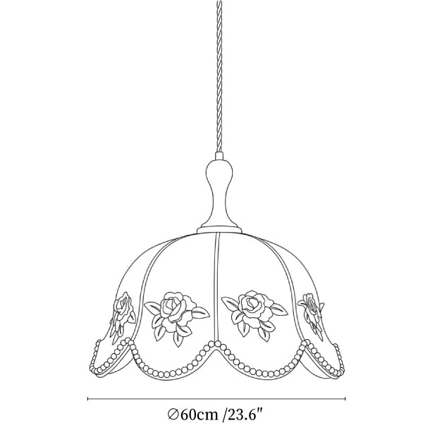 Embroidered Floral Fabric Pendant Light