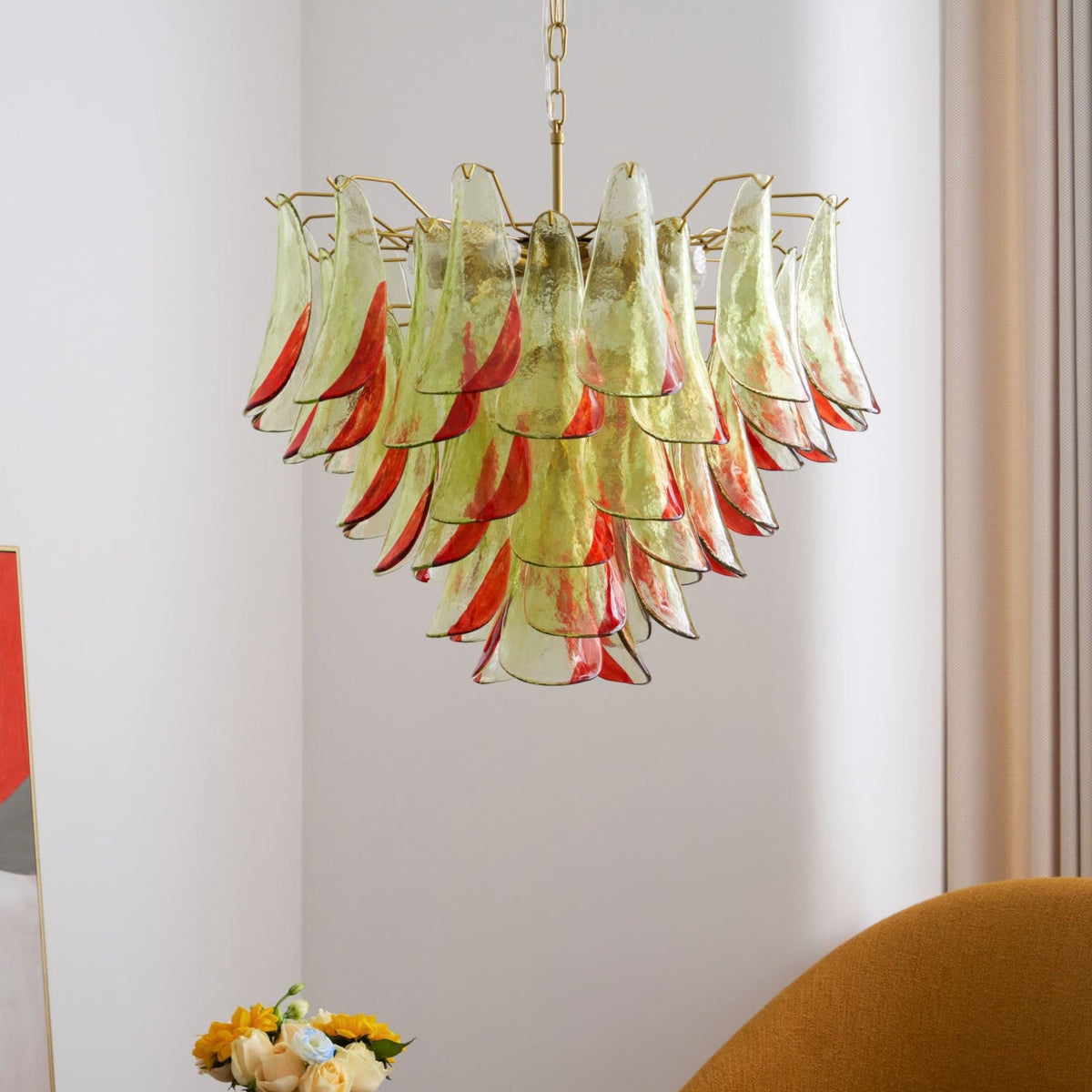 Emerald Flame Murano Glass Chandelier