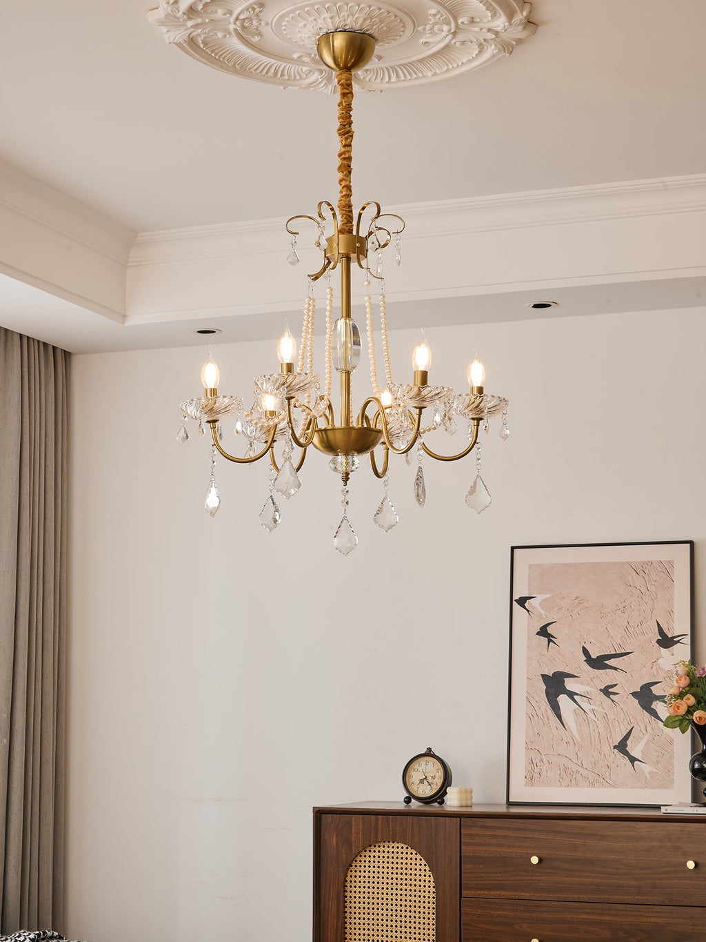 Evaria Crystal Pearl Chandelier