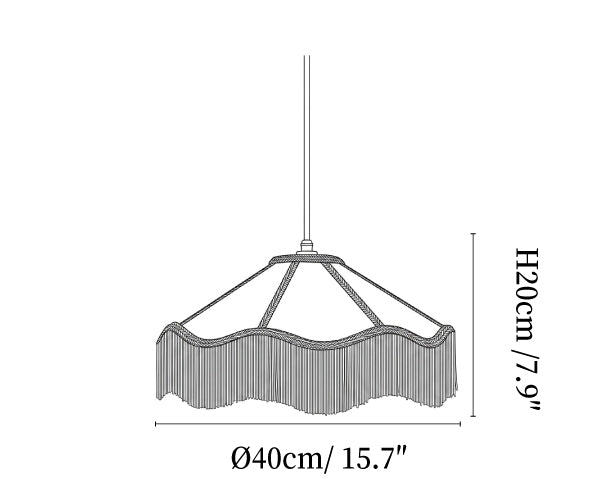Fabric Cone Black Fringe Pendant Lamp