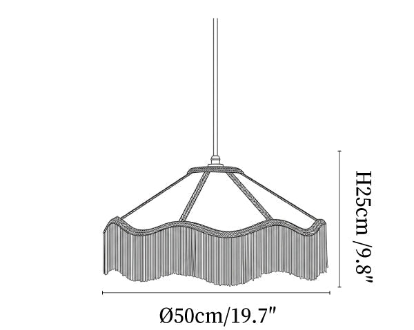 Fabric Cone Black Fringe Pendant Lamp