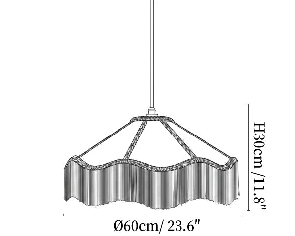Fabric Cone Black Fringe Pendant Lamp