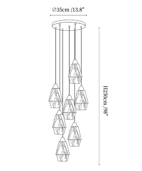 Faceted Alabaster Cluster Chandelier