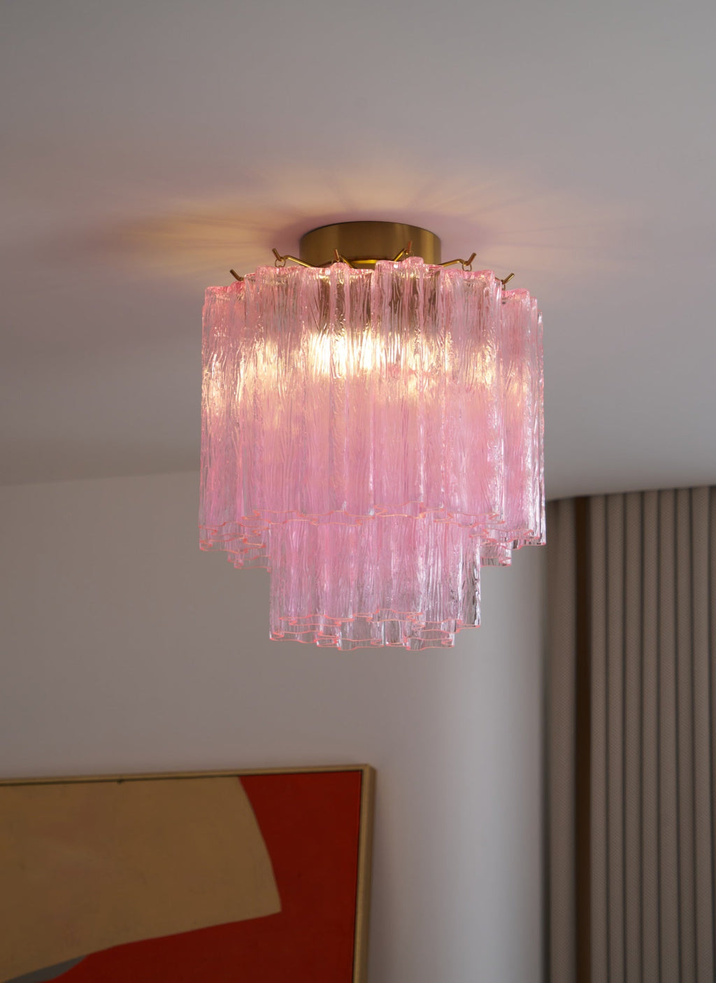 Fiora Pink Murano Glass Ceiling Lamp