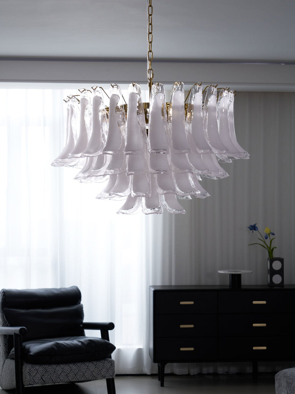 Fiora Pink Glass Chandelier