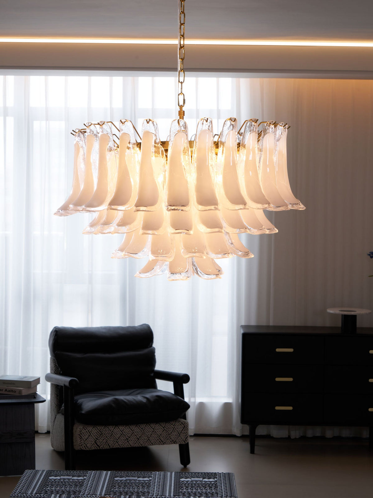 Fiora Pink Glass Chandelier