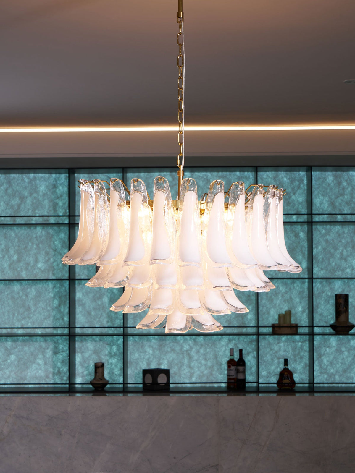 Fiora Pink Glass Chandelier
