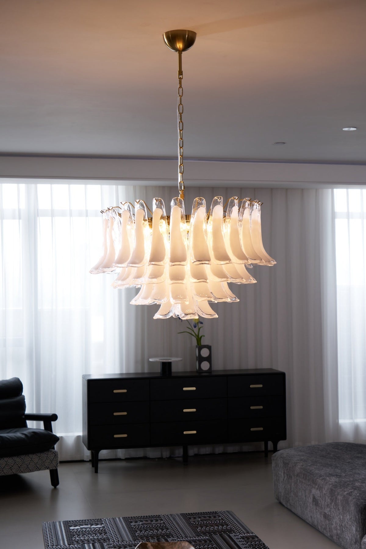 Fiora Pink Glass Chandelier