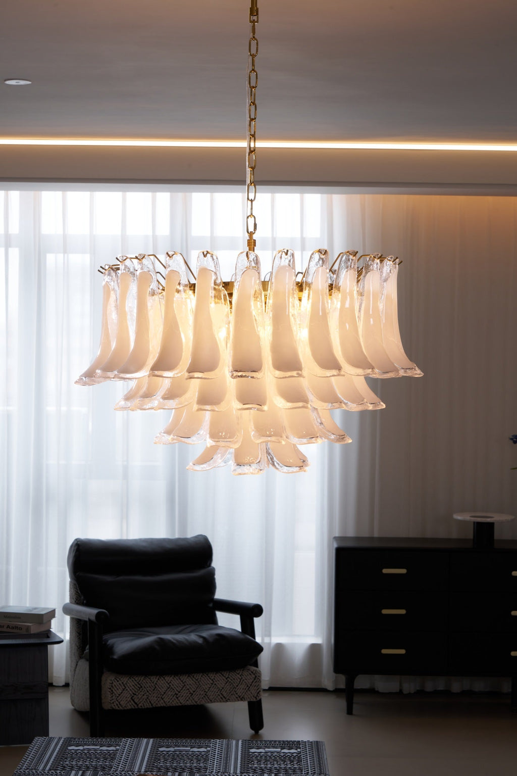 Fiora Pink Glass Chandelier