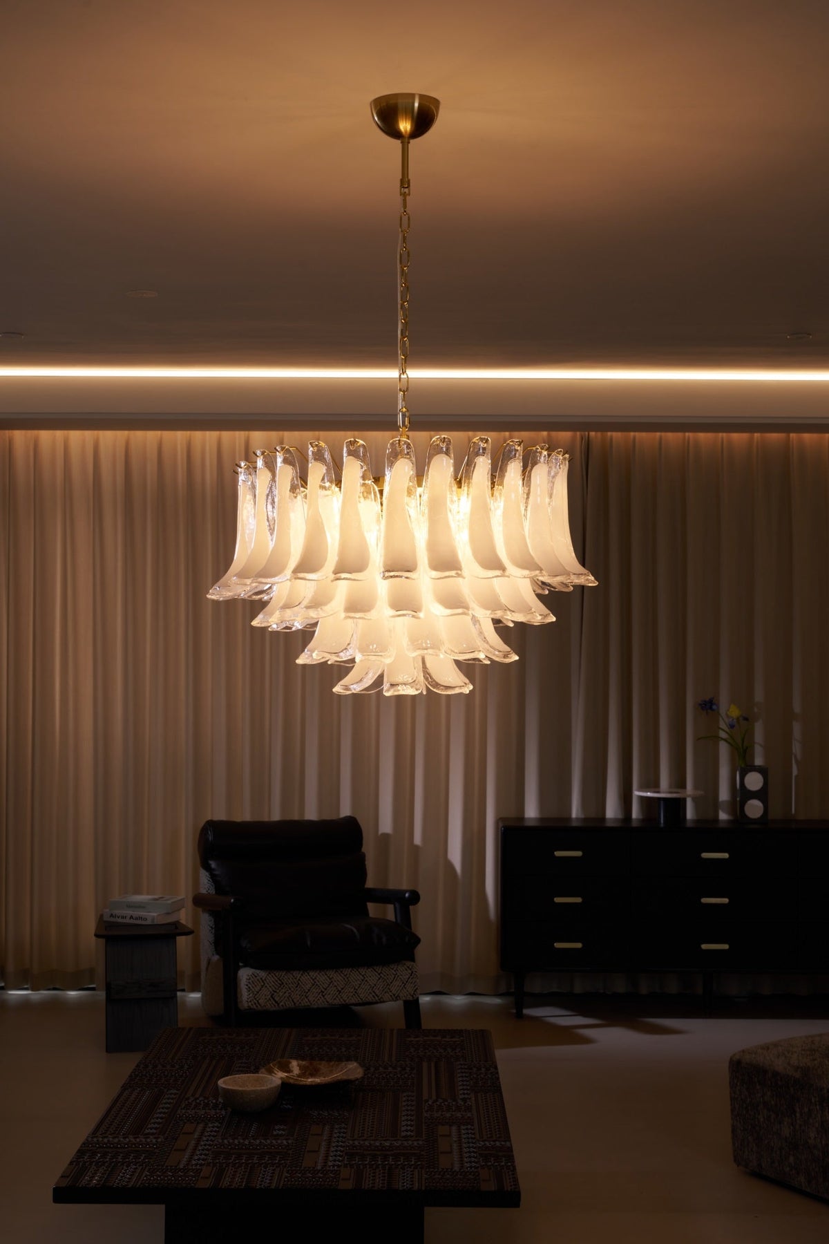Fiora Pink Glass Chandelier
