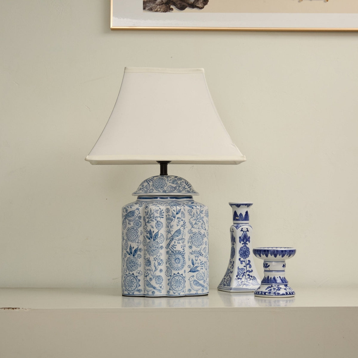 Floral Bird Jar Table Lamp