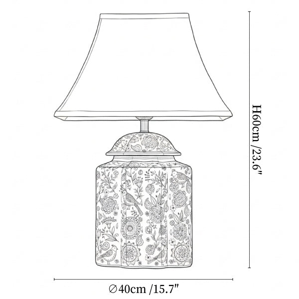 Floral Bird Jar Table Lamp