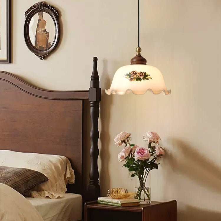 Floral Patterned Glass Pendant Light