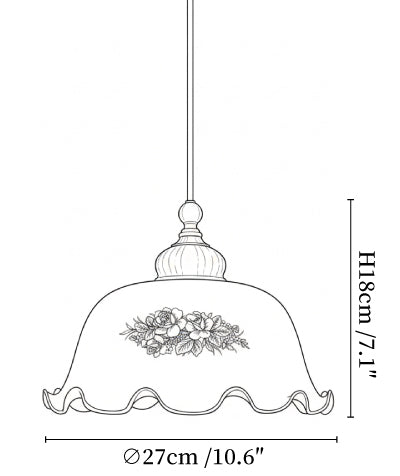 Floral Patterned Glass Pendant Light