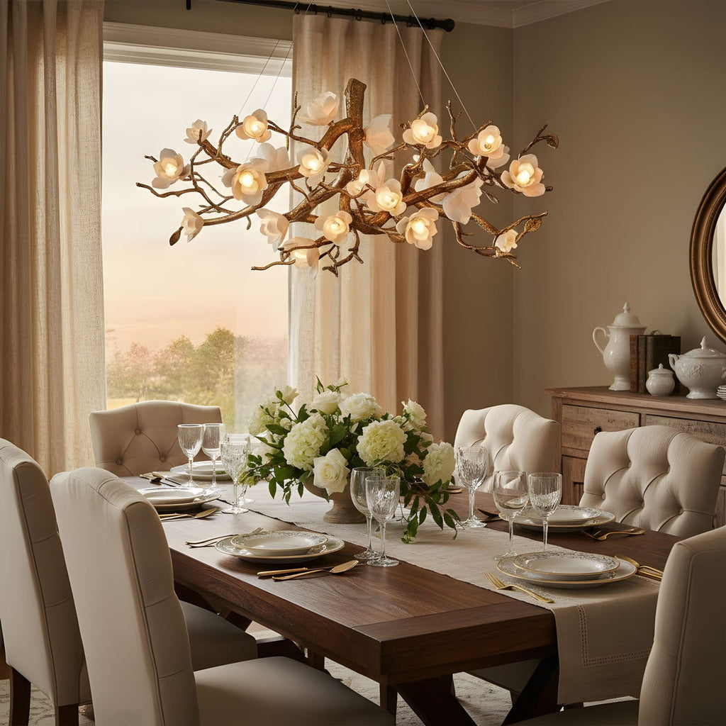 Flower Bloom Branch Brass Chandelier